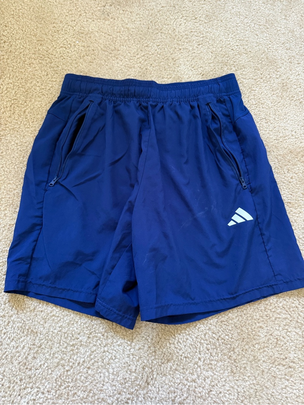 adidas Navy Blue Athletic Shorts with Zipper Pockets